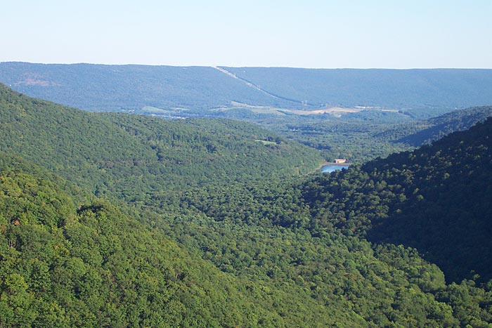 View of Bells Gap from atop the Allegheny Front looking southeast