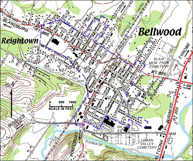 Bellwood Area Topographic Map